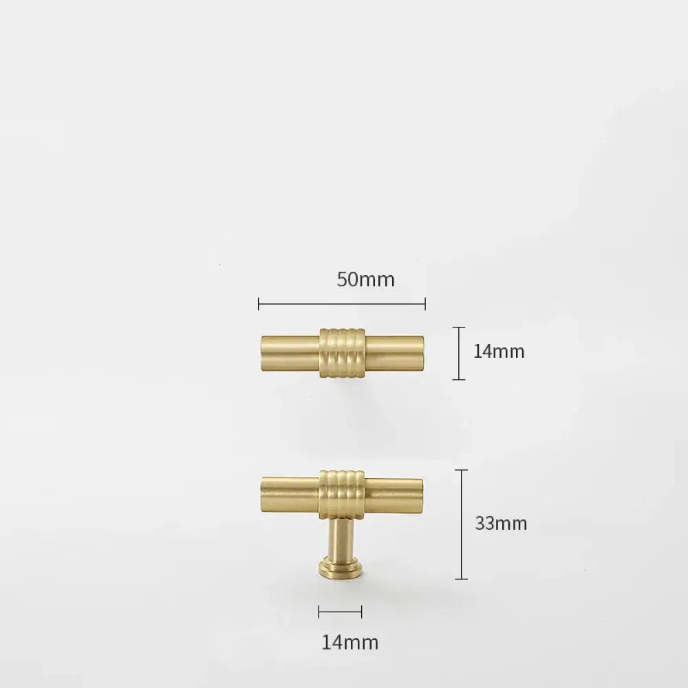 Satin Gold Furniture Handle – Solid Brass Cabinet Knobs and Drawer Pulls (50mm-358mm) 50mm T-bar Handles