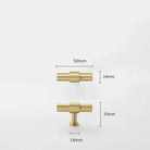 Satin Gold Furniture Handle – Solid Brass Cabinet Knobs and Drawer Pulls (50mm-358mm) 50mm T-bar Handles