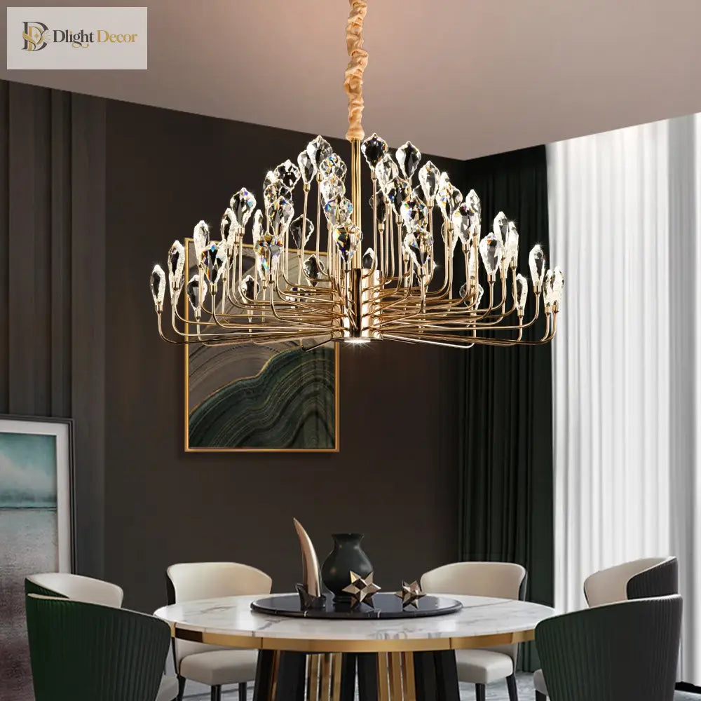 Serena Gold Crystal LED Chandelier – Modern Pendant Light for Dining & Living Room chandelier