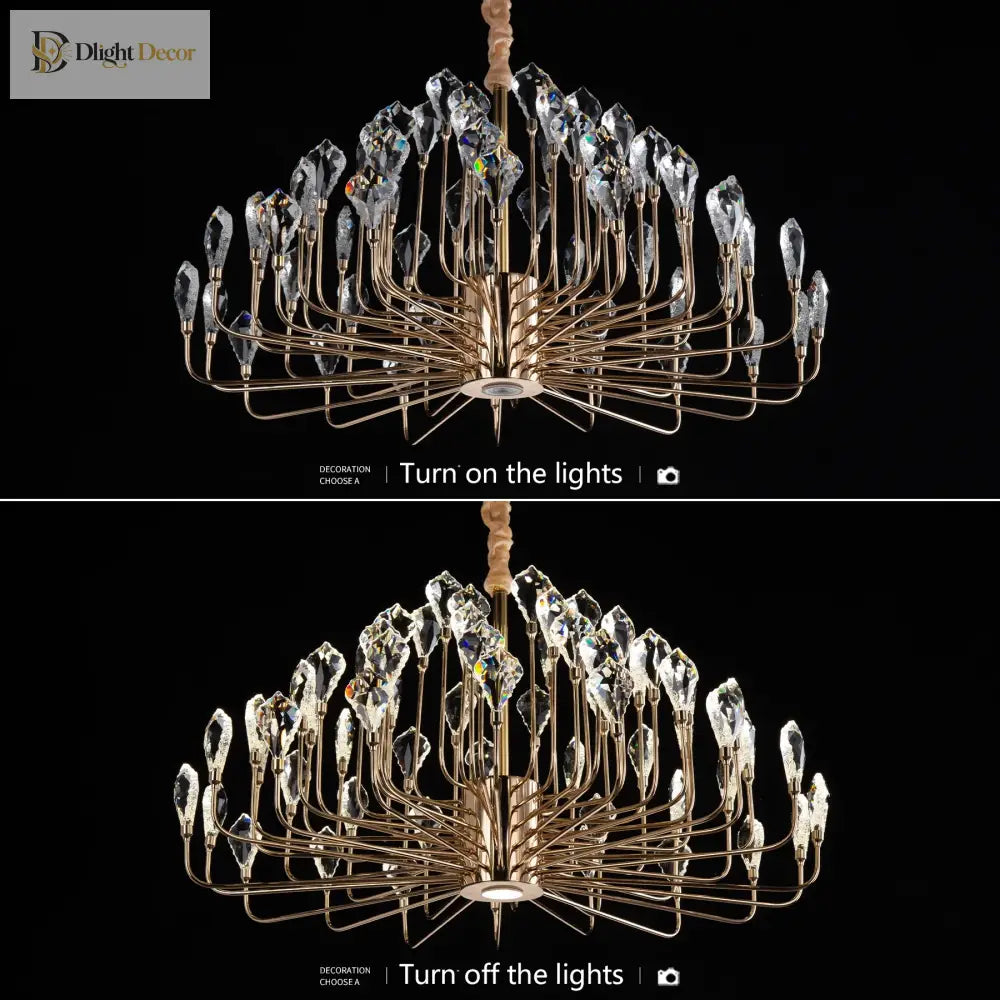 Serena Gold Crystal LED Chandelier – Modern Pendant Light for Dining & Living Room chandelier