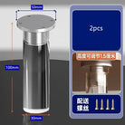 Stainless-style adjustable furniture leg, round top, threaded column, 100mm height shown