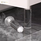 Clear acrylic furniture leg with chrome mounting plate and threaded height adjuster