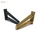 U-shaped metal furniture legs, one gold and one black, with mounting plates