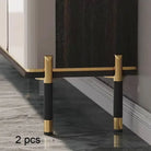 Set of 2 furniture legs, black with gold caps, 15cm stainless steel