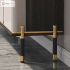 Set of 2 modern legs with gold top, black body, and gold base, 15cm