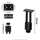 Black adjustable furniture leg, compact height, square mounting plate and leveling base