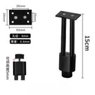 Adjustable black metal furniture leg with mounting plate, threaded base, 15cm height