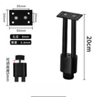 Adjustable black metal furniture leg with mounting plate, threaded base, 20cm height