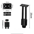 Adjustable black metal furniture leg with mounting plate, threaded base, 25cm height