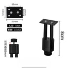 Set of 4 adjustable black aluminium furniture legs with leveling base, 8cm height