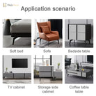 Black metal furniture legs shown on sofa, TV cabinet, storage, and coffee table