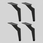 Set of 4 adjustable black metal furniture legs with mounting plate and leveling feet