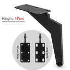 Adjustable black metal furniture legs set, 17 cm height, round-hole mounting plates