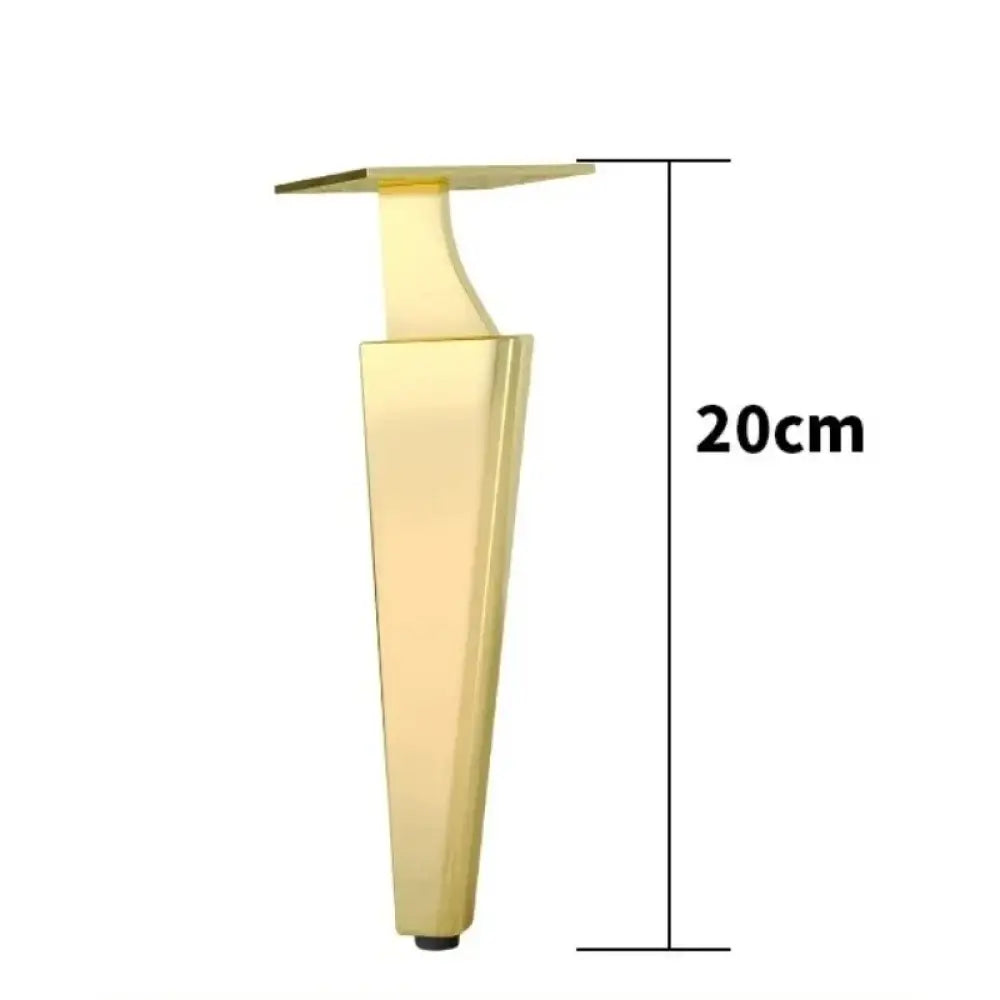 Gold half-curved adjustable furniture leg, 20 cm height, with leveling foot