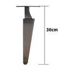 Black half-curved adjustable furniture leg, 30cm height, steel top plate and foot