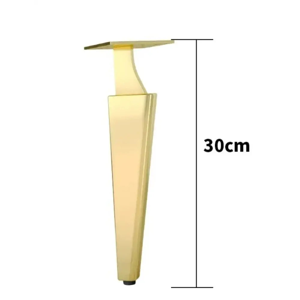 Gold half-curved adjustable furniture leg, 30 cm height, with leveling foot