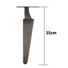 Black half-curved adjustable furniture leg, 35cm height, steel top plate and foot