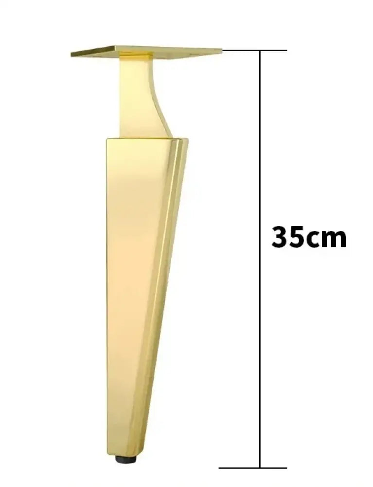 Gold half-curved adjustable furniture leg, 35 cm height, with leveling foot