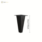 Black metal square tapered furniture leg with top mounting hole; 10cm height