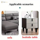 Black metal square tapered furniture legs with top mounting holes shown on furniture