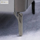 Single chrome furniture leg with angled support and base mounting