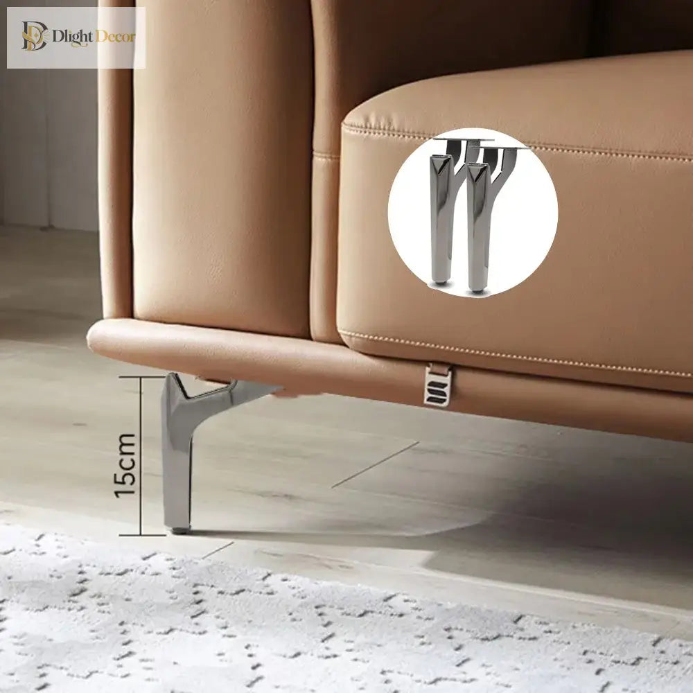 Chrome sofa leg with mounting bracket, 15cm height shown