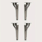 Set of 4 chrome metal furniture legs with square mounting plates