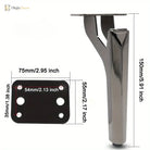 Chrome metal furniture leg with bracket; 15cm height and 75mm base plate