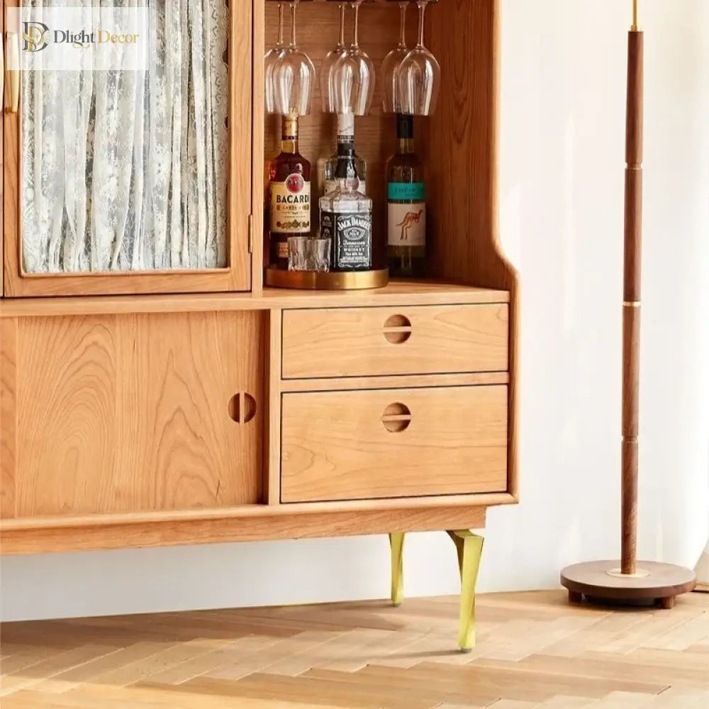 Gold aluminium cabinet leg with square top mounting plate