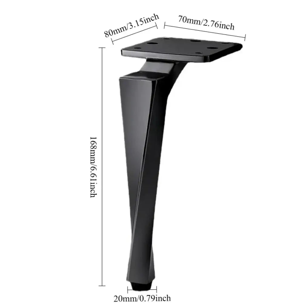 Dark grey aluminium furniture leg with square mounting plate