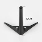 Black metal furniture leg with tripod-style base and mounting holes, 12cm height