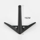 Black metal furniture leg with tripod-style base and mounting holes, 15cm height