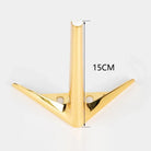 Gold metal furniture leg, 15cm tall, V-shaped base with mounting plate holes