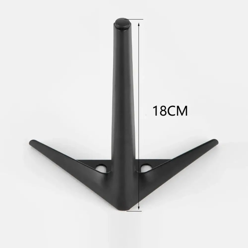 Black metal furniture leg, 18cm tall, V-shaped base with mounting plate holes