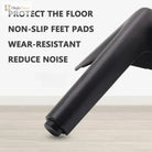 Black rubber floor-protecting feet pad on metal furniture leg