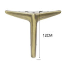Gold metal furniture leg with triangular base and mounting holes, 12cm height