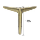 Gold metal furniture leg with triangular base and mounting holes, 18cm height