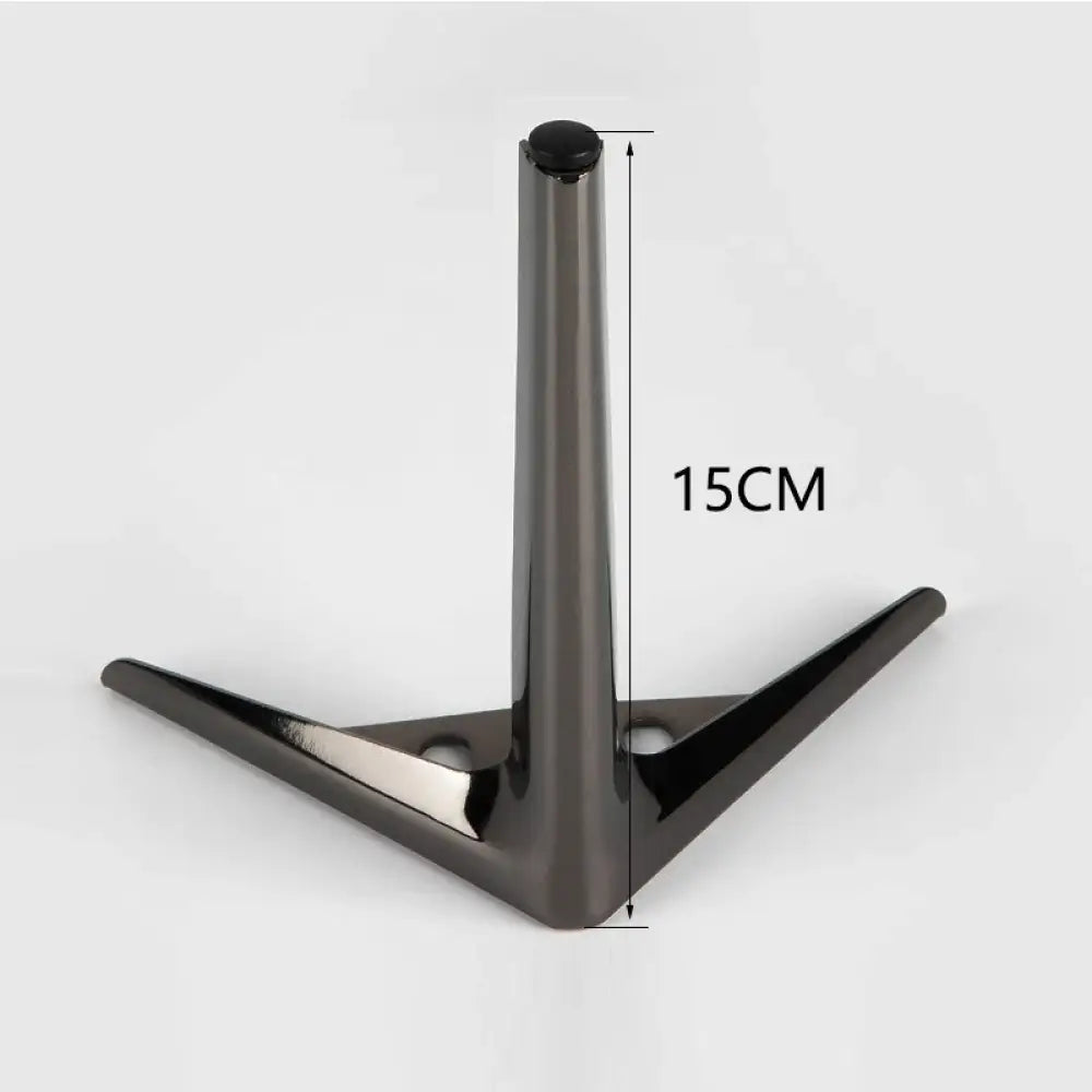 Dark gun metal furniture leg, 15cm tall, V-shaped base with mounting plate holes