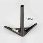 Dark gun metal furniture leg, 15cm tall, V-shaped base with mounting plate holes