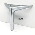 Silver metal furniture leg with three-prong base, 12cm height