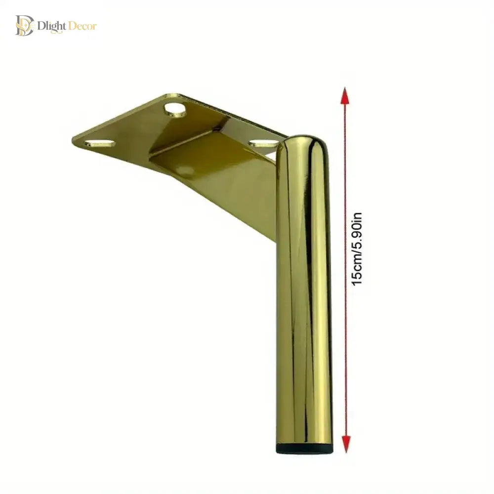 Gold stainless steel furniture leg with mounting plate, 15.9 cm height