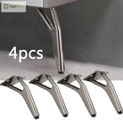 Set of four silver Y-shaped metal furniture legs with mounting plates
