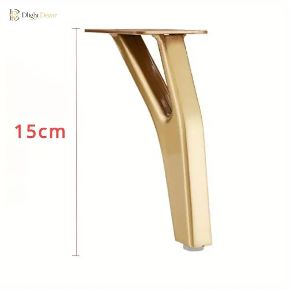 15 cm gold Y-shaped metal furniture leg with mounting plate