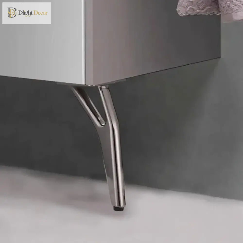 Black metal Y-shaped furniture leg with side bracket and tapered base