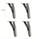 Set of four 15 cm black Y-shaped metal furniture legs with mounting plates