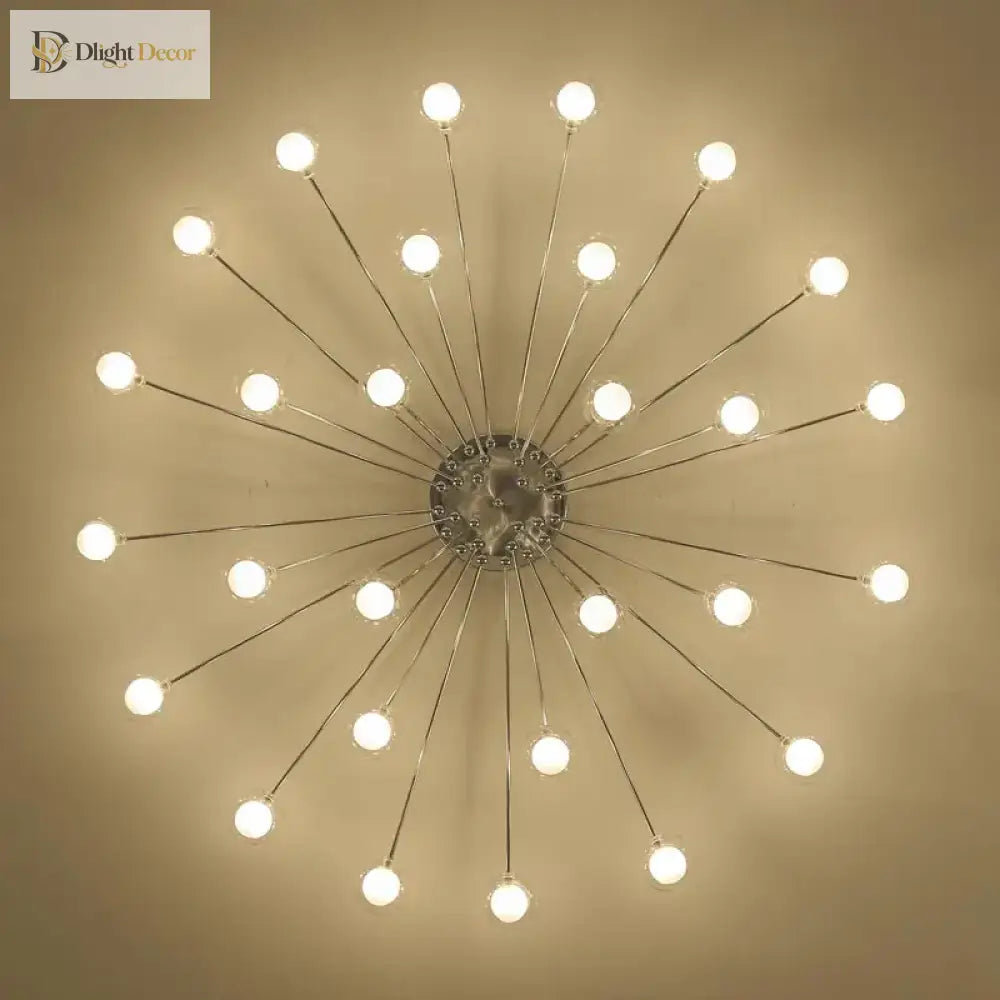 Contemporary Chrome Metal Chandelier With Glass Lampshade - Versatile Led Lighting For Home Decor