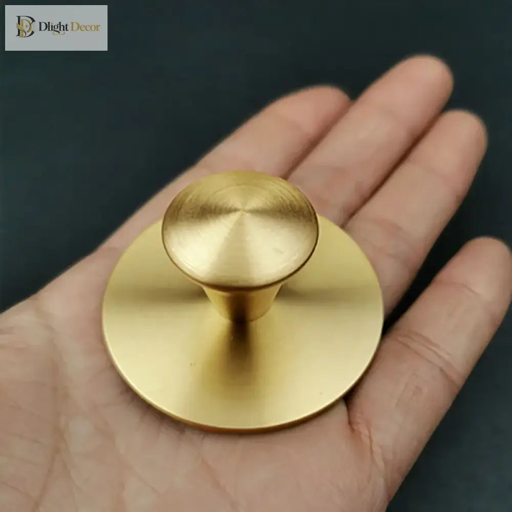 Single Hole Brass Knobs with Round Mat – Gold Cabinet and Drawer Pulls for Furniture (21mm/25mm) Knob
