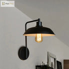 Skylar Style Barn Wall Sconce - Black/Rust Metallic With Curved Arm