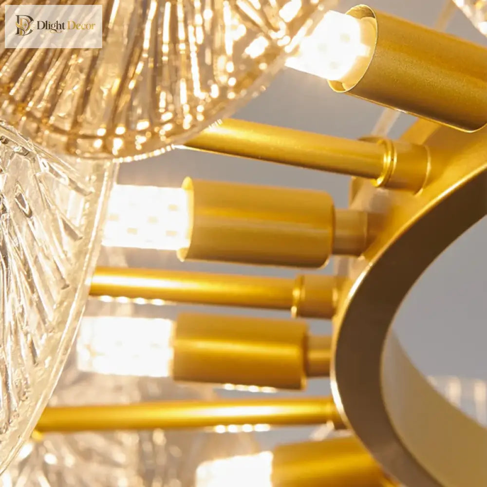 Sleek Postmodern Gold Electroplated Dining Chandelier - G9 Lighting For Bedrooms And Living Rooms