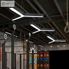 Sleek Metal Y - Shaped Led Pendant Lamp - Black & Silver Perfect For Gymnasiums (23.5’ 47’) Lights